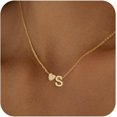 thumbnail image 1 of Heart Initial Necklaces for Women 14K Gold Plated Dainty Heart A-Z Letter Pendant Necklace Tiny Heart Necklaces Gifts for Womens Jewelry, 1 of 7