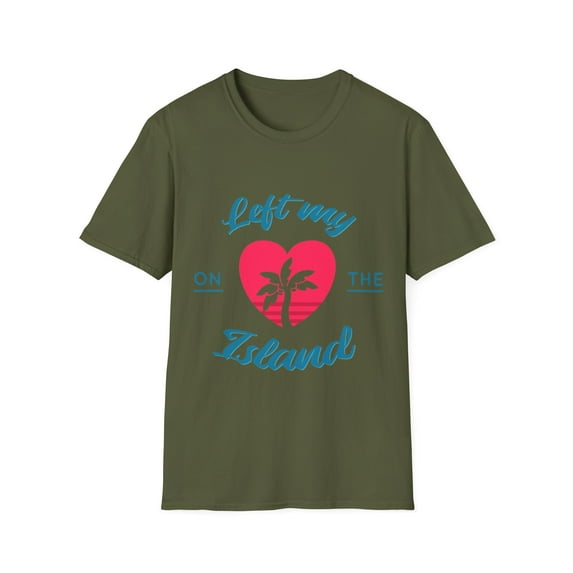 Heart Island Palm Trees Sand Ocean Novelty Tees and More