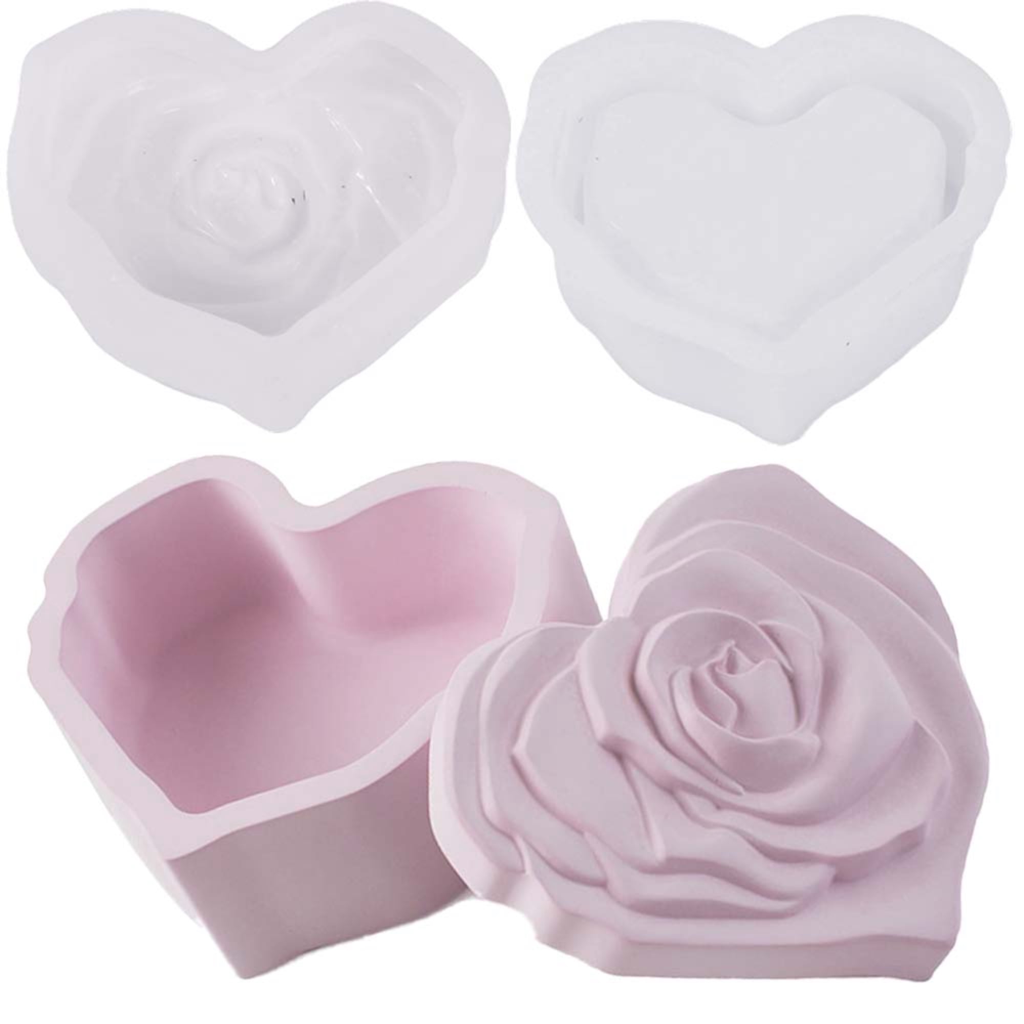 Heart Jars Resin Molds with Lid, Epoxy Molds Silicone for Storage Bottle,Candle Holder,Jewelry Trinket Container, Epoxy Casting Craft, Gifts