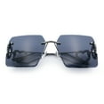 thumbnail image 1 of Heart Jewel Metal Hinge Rimless Oversized Rectangle Fashion Sunglasses Gunmetal - Black, 1 of 1