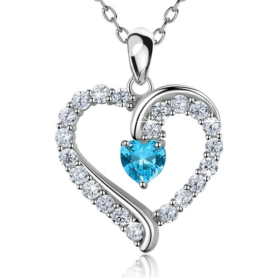 Heart Jewelry Necklaces for Women 925 Sterling Silver Birthstone Necklace Birthday Gifts for Women Wife Mom