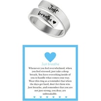 Heart Just Breathe Rings for Women，Stainless Steel Adjustable Ring，Heart Hope Engraved Encourage Ring Jewelry
