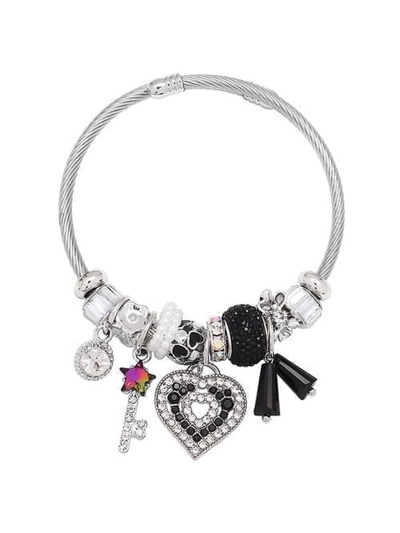 Heart & Key Bracelet - Black