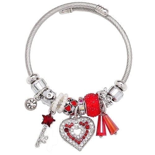 Freebird Jewelry Box Heart & Key Bracelet - Red