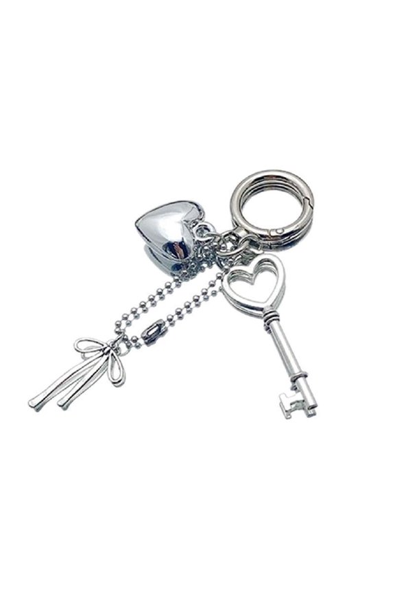 Heart Key Chain Bowknot Multifuntional Bag Accessory Love Key Pendant Metal Key Holder Bag Ornament Key Accessory
