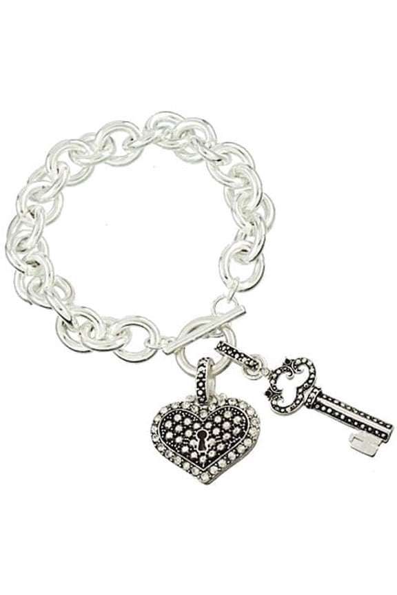 Heart & Key Charm Bracelet