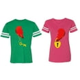 thumbnail image 1 of Heart Key Lock Matching Couple Cotton Jerseys (Men Green / Women Pink) (Men XL / Women L), 1 of 3