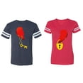 thumbnail image 1 of Heart Key Lock Matching Couple Cotton Jerseys (Men Navy / Women Red) (Men S / Women XXL), 1 of 3