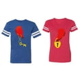 thumbnail image 1 of Heart Key Lock Matching Couple Cotton Jerseys (Men Royal / Women Red) (Men S / Women L), 1 of 3