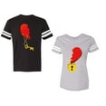 thumbnail image 1 of Heart Key Lock Unisex Couple Matching Cotton Jersey style T-Shirt Contrasting stripes on sleeves (Men Black / Women Heather) (Men XL / Women L), 1 of 3