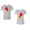 thumbnail image 1 of Heart Key Lock Unisex Couple Matching Cotton Jersey style T-Shirt Contrasting stripes on sleeves (Men Heather / Women Heather) (Men L / Women L), 1 of 3