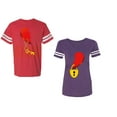 thumbnail image 1 of Heart Key Lock Unisex Couple Matching Cotton Jersey style T-Shirt Contrasting stripes on sleeves (Men Red / Women Purple) (Men S / Women XXL), 1 of 3