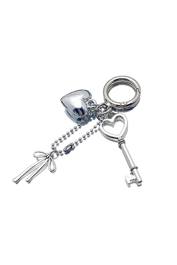 Heart Keychain Bowknot Unique Bag Accessory Love Key Pendant Metal Keyring Stylish Key Decors Alloy Texture