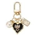 thumbnail image 1 of Heart Keychain Charm for Women, Metal Cute Heart Tulips & Pearl Purse Bag Charm for Car Keyring (Black/White/Gold), 1 of 6