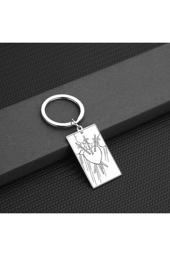 Heart Keychain Trendy Sword Bag Ornaments Keyring for Women Men Jewlery Gift Stainless Steel Key Chain Birthday Gift