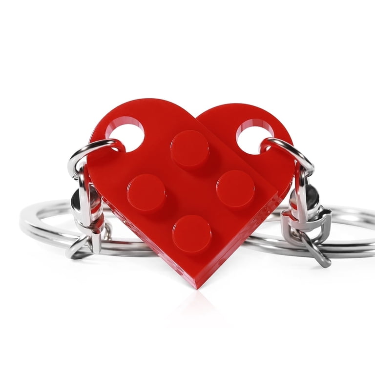 Heart Keychain for Couples Boyfriend Girlfriend Lego Key Chain