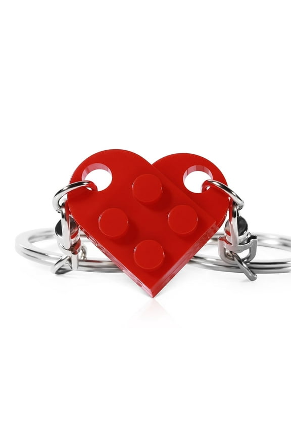 Heart Keychain for Couples Boyfriend Girlfriend Lego Key Chain  Valentine's Day Gifts Stuff Presents Red Keychains