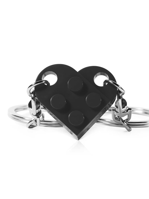 Heart Keychain for Couples Boyfriend Girlfriend Lego Key Chain Valentine's Day Gifts Stuff Presents