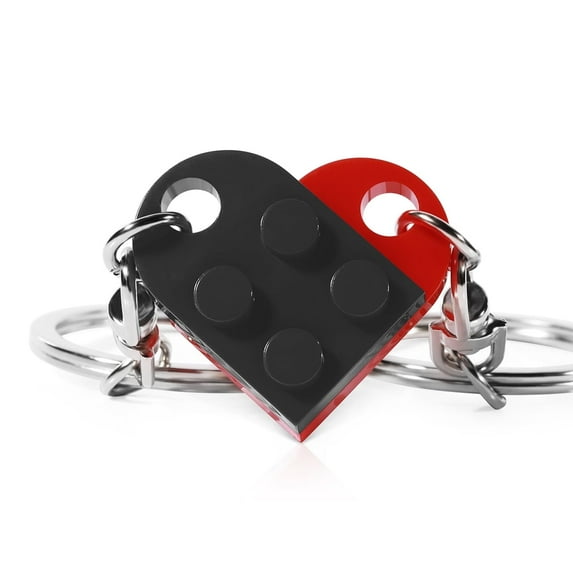 Heart Keychain for Couples Boyfriend Girlfriend Lego Key Chain Valentine's Day Gifts Stuff Presents