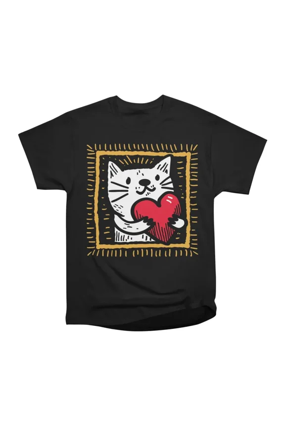 Heart Kitty T-Shirt Tee Gift For Him Merch For Her Apparel For Friend