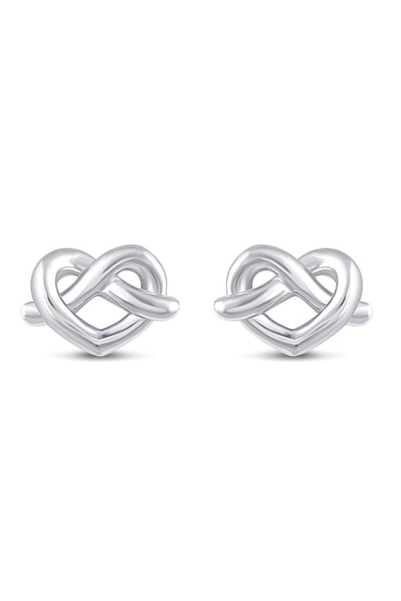 Heart Knot Swirl Stud Earrings in 925 Sterling Silver Jewelry