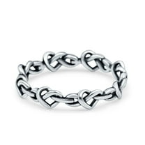 Heart Knots Ring 925 Sterling Silver Size 4