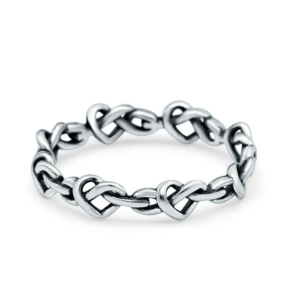 Heart Knots Ring 925 Sterling Silver Size 4
