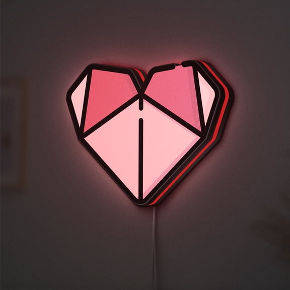 Heart LED Lightbox - Origami Paper Fold Craft Art Decor, Custom Led Sign for Home Office Shop Decor (Width 24 inch, 60cm)