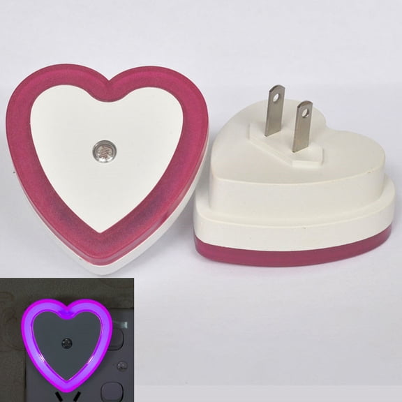 Heart LED Night Light Lamp Smart Sensor Dusk to Dawn Sensor Daylight White 0.5W 110V-240V Plug-in LED Sensor Control Night Light