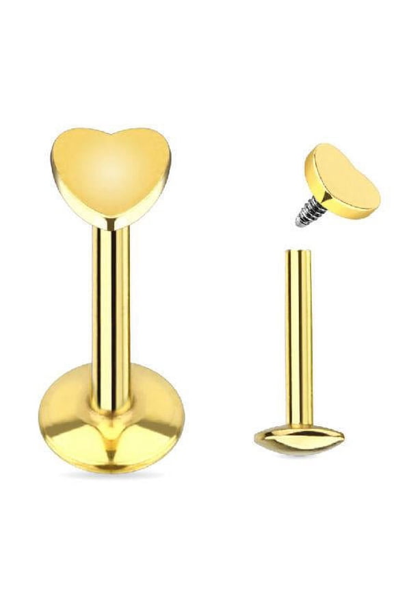 Heart Labret Monroe Stud Internally Threaded 16g Sold Each