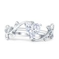 thumbnail image 1 of Heart Leaf Art Deco Promise Ring Cubic Zirconia White Gold 925 Sterling Silver, Size 8, 1 of 7