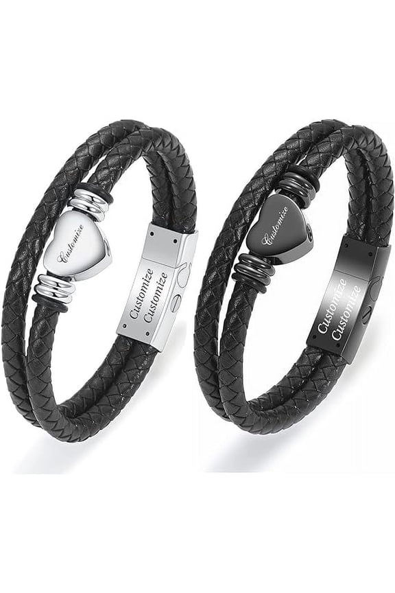 Heart Leather Cremation Jewelry Urn Bracelet for Ashes for Women, Stainless Steel Heart Urn Cuff Bracelet Cremation Keepsake Jewelry for Ashes