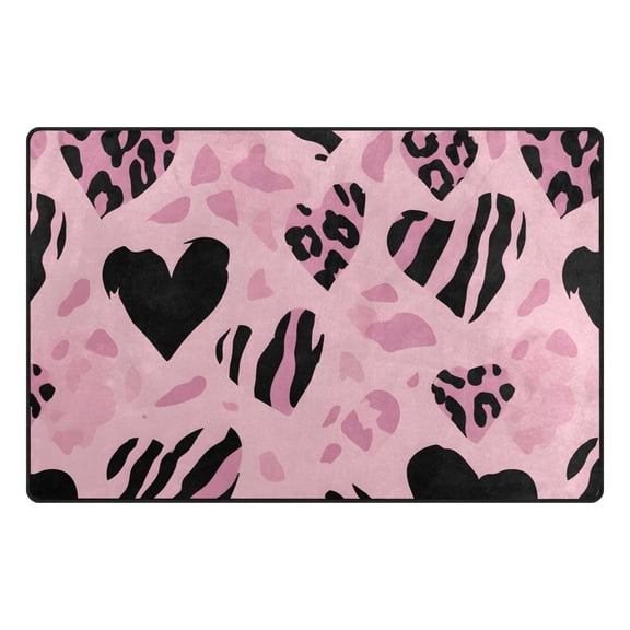 Heart Leopard Print Pattern Memory Foam Area Rug 31"x20" Non Slip, Absorbent, Fade Proof for Living Room, Bedroom, Office
