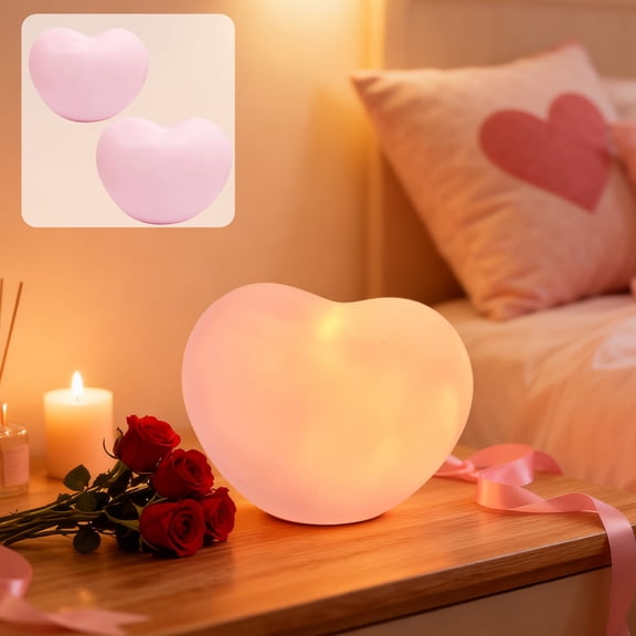 Heart Light Night Lamp - Heart-shaped Bedside Illumination, Hygienic Plastic Design, Easy-clean Decorative Glow, Bedroom Ambiance Gift, Topliu