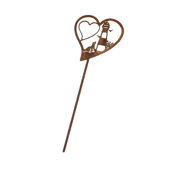 Heart Lighthouse Metal Garden Stake Heavy Type Outdoor Ground Spikes Decorative Art For Backyard Landscape