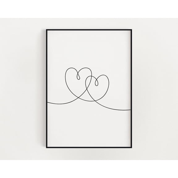 Heart Line Drawing Print, Wall Art, Print Home Decor #3380, Unframed Poster Size 8x12