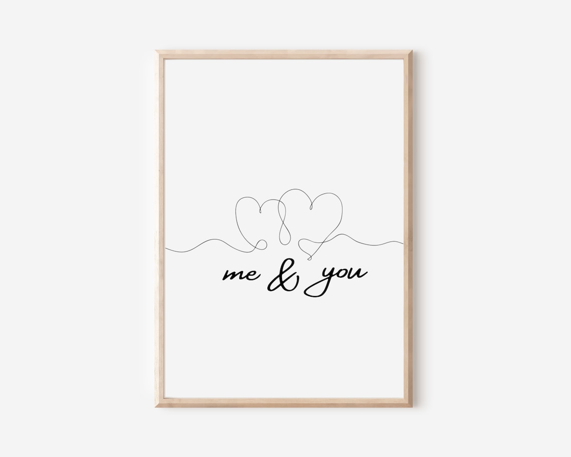 Heart Line Poster Me & You, Line Art Poster, Decoration, Wall ...