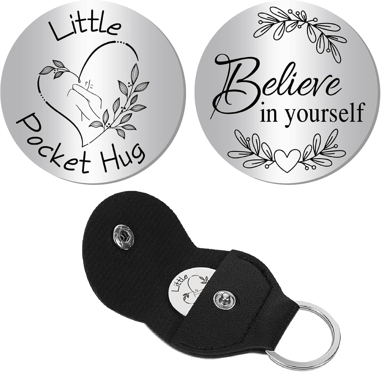 Heart Little Pocket Hug Token Leather Pocket Keychain Pocket Hug Token ...