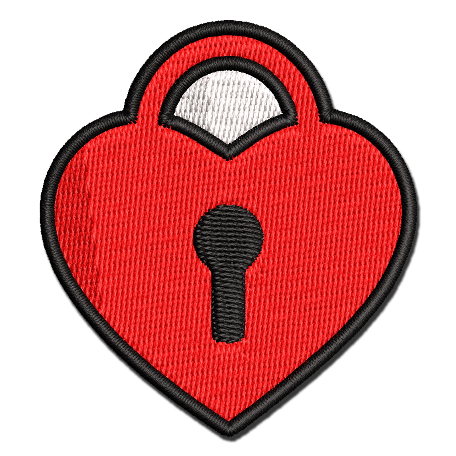 Heart Lock Key Applique Multi-Color Embroidered Iron-On Patch - 3.5 Inch Large