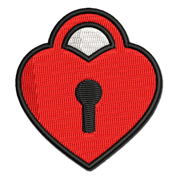 Heart Lock Key Applique Multi-Color Embroidered Iron-On Patch - 3 Inch Medium
