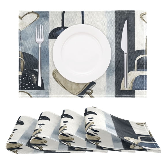 Heart Lock Pattern Reversible Placemat Non Slip Coffee Mat 18x12 Inch for Dining, Kitchen, Coffee