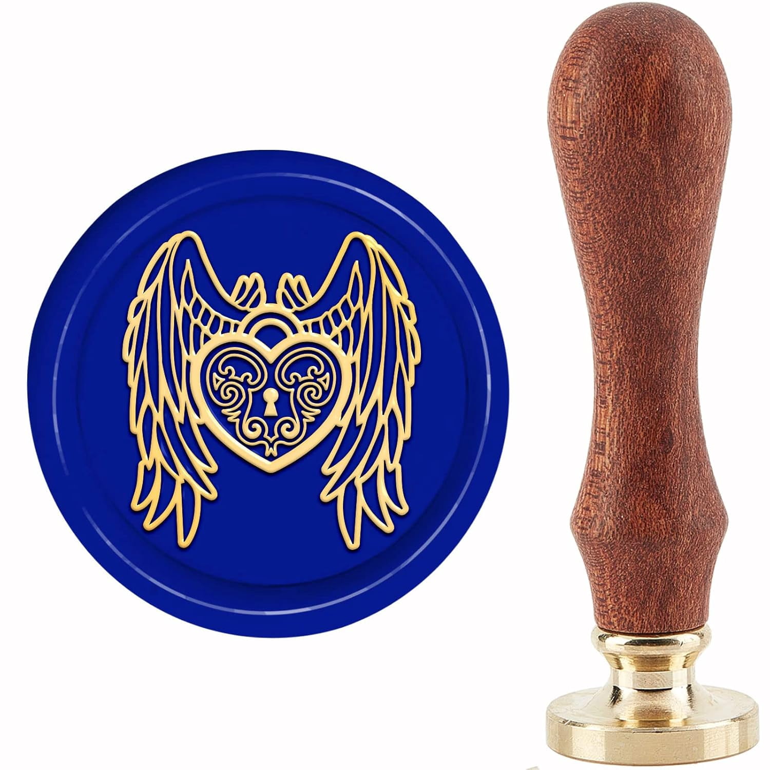 Simple Lock Stamp Heart Lock Wax Seal Stamps Angle Wings Removable Brass Sealing Stamp ...