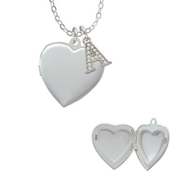 Heart Locket - A - Crystal Initial Sophia Necklace, 18"+1"