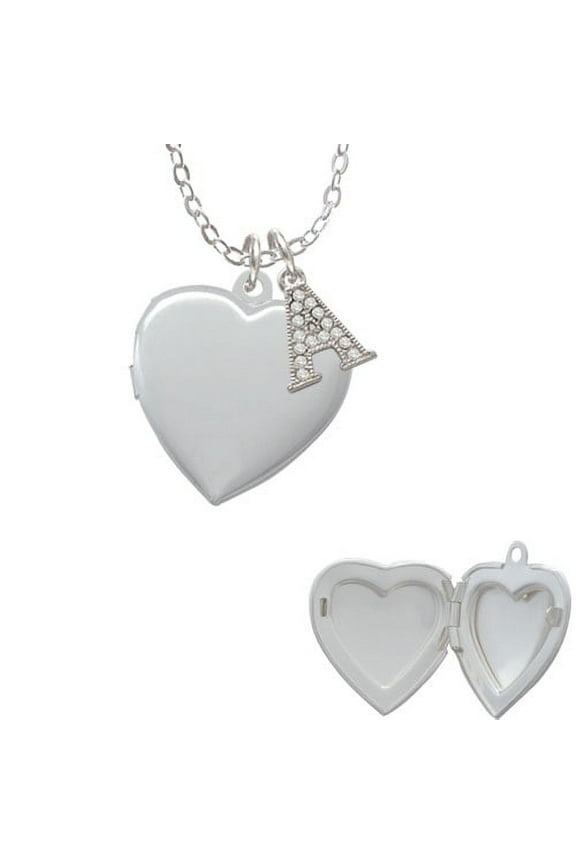 Heart Locket - A - Crystal Initial Sophia Necklace, 18"+1"