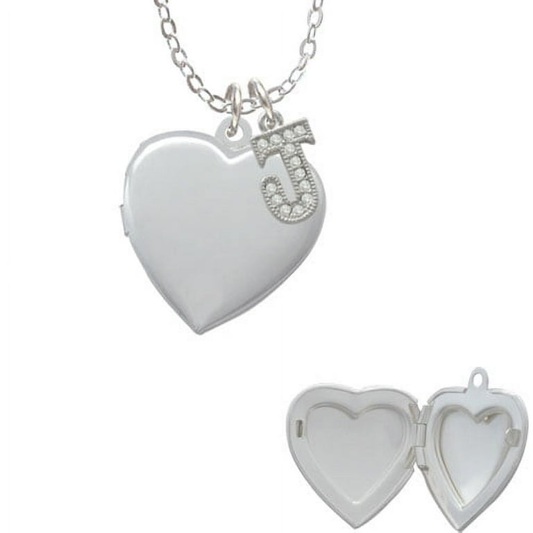 Heart Locket J Crystal Initial Sophia Necklace, 18
