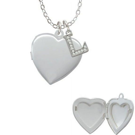 Heart Locket - L - Crystal Initial Sophia Necklace, 18"+1"