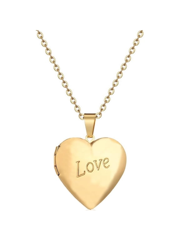 Heart Locket Necklace Pendant Dainty Memorial Keepsake Locket Necklace That Holds Pictures Stainless Steel Heart Photo Box Necklace for Women Lover Mother Father Daughter Son Fashion Jewelry Gifts