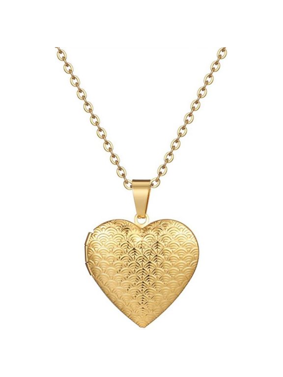 Heart Locket Necklace Pendant Dainty Memorial Keepsake Locket Necklace That Holds Pictures Stainless Steel Heart Photo Box Necklace for Women Lover Mother Father Daughter Son Fashion Jewelry Gifts