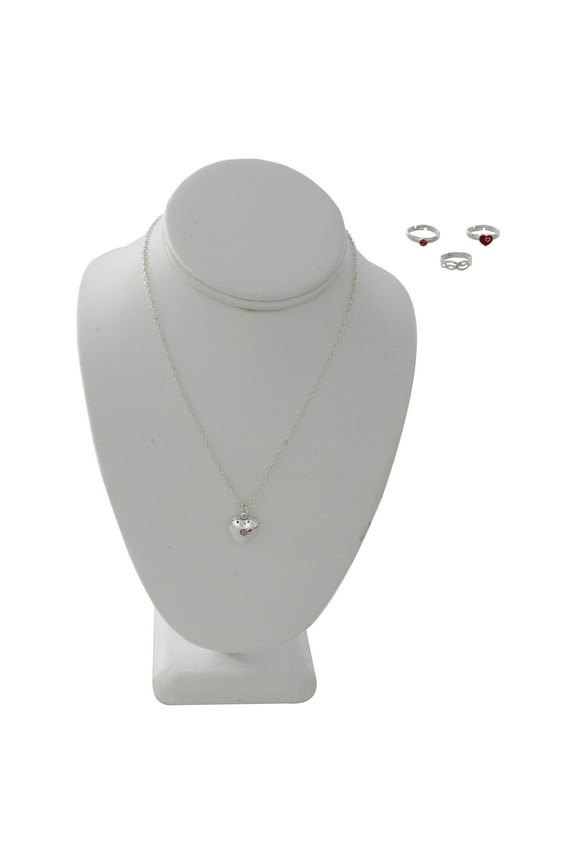 Girls' Heart Locket Necklace and Adjustable Ring Set by Wonder Nation