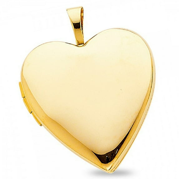 Heart Locket Plain Pendant Solid 14k Yellow Gold Hold Pictures Love Charm Polished Fancy 20 x 19 mm